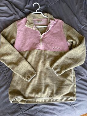SimplySouthern Quarter-Zip Pullover in Pink corduroy and Beige fleece